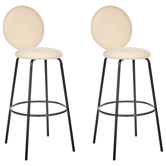 Beliani - EMERY - Barkruk set van 2 - Lichtbeige - Bouclé