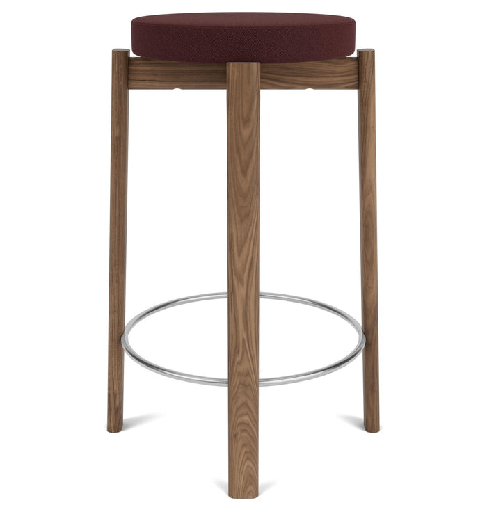 Audo Copenhagen Passage barkruk H66 walnoot Vidar Burgundy 0693|staal