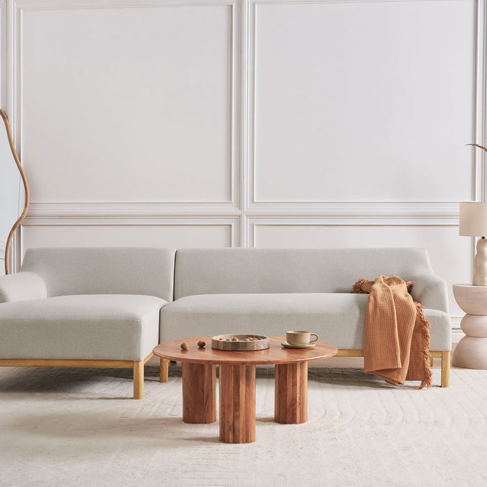 Beliani - SOSJO - Hoekbank - Lichtbeige - Rechtszijdig - Polyester