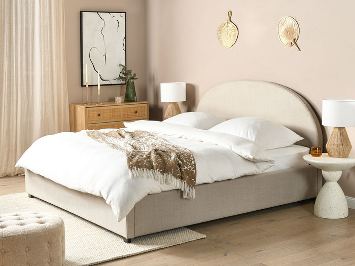 Beliani-VAUCLUSE-Bed met opbergruimte-Beige-180 x 200 cm-Polyester