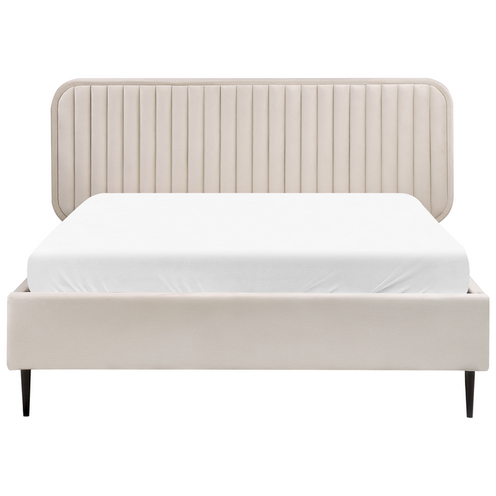 Beliani - BRIN - Tweepersoonsbed - Beige - 140 x 200 cm - Fluweel