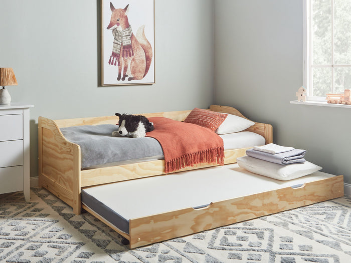 Beliani - LUNERAY - Onderschuifbed - Lichtbruin - 90 x 200 cm - Hout
