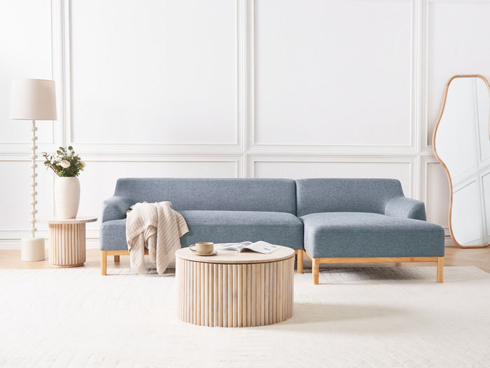 Beliani - SOSJO - Hoekbank - Blauw - Linkszijdig - Polyester