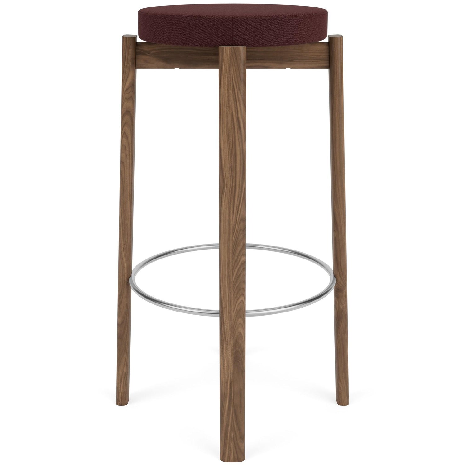 Audo Copenhagen Passage barkruk H76 walnoot Vidar Burgundy 0693|staal