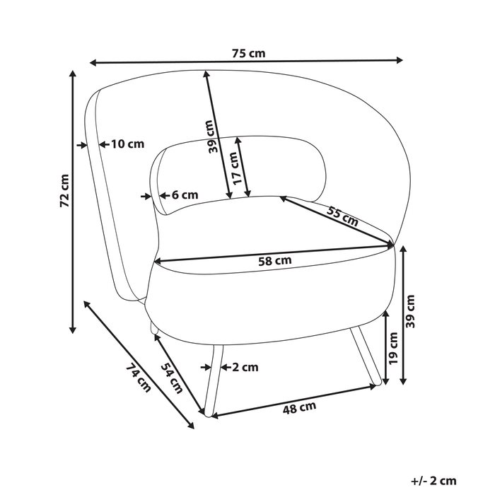 Beliani - MAKELA - Fauteuil - Gebroken wit - Bouclé