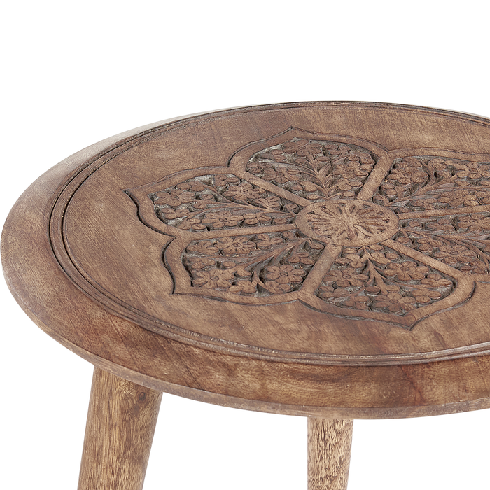 Beliani-TURUA-Bijzettafel set van 2-Donkere houtkleur-Mangohout