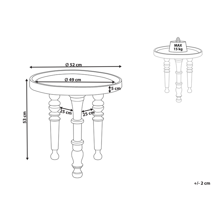 Beliani - LEETON - Bijzettafel - Zwart - 52 x 52 cm - Mangohout