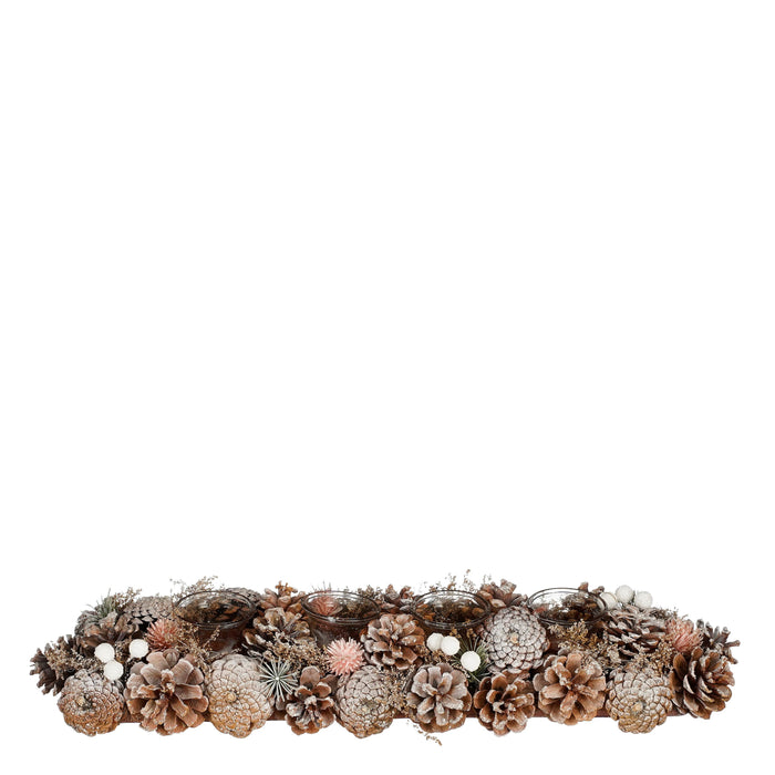 House of Seasons Kerststuk met Theelichthouder - L54 x B17 cm - Perzik