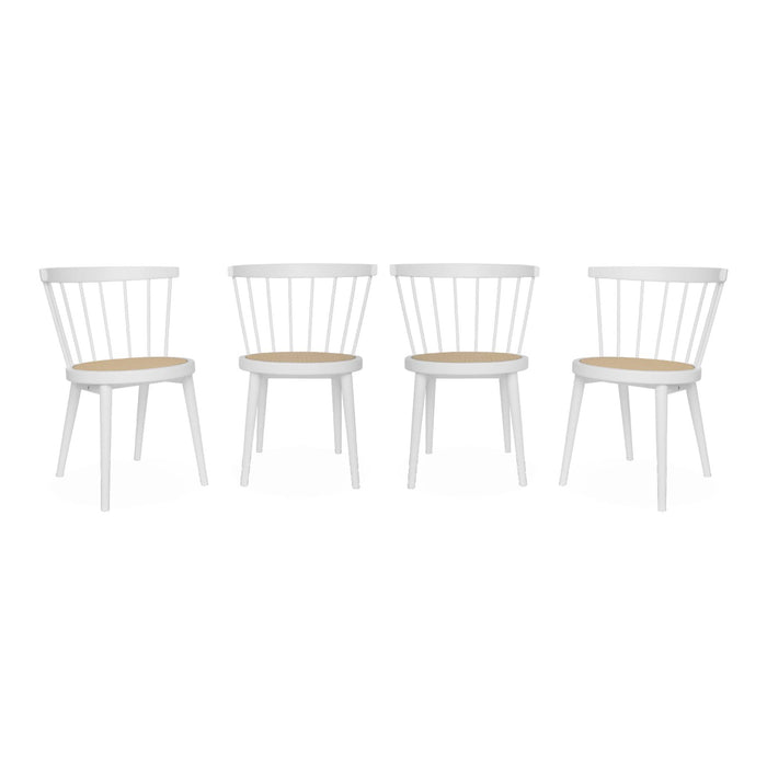 sweeek - Houten en rotan stoelen (set van 4)