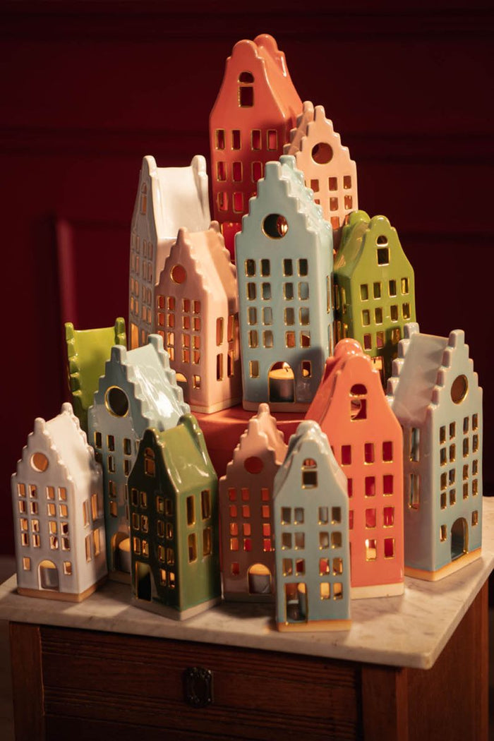 Sissy-Boy Lichtroze waxinelichthouder huisje met klokgevel