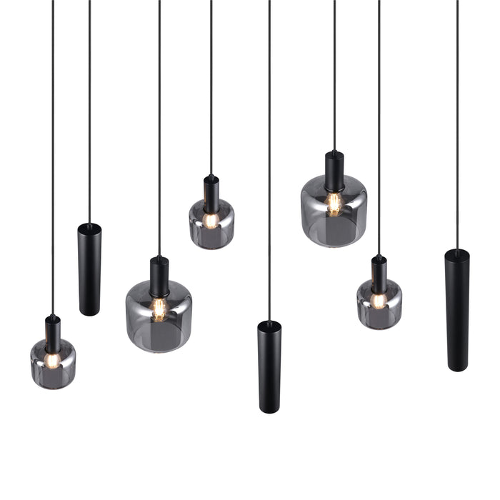 Trio Mataro Hanglamp 8-lichts - Zwart Mat