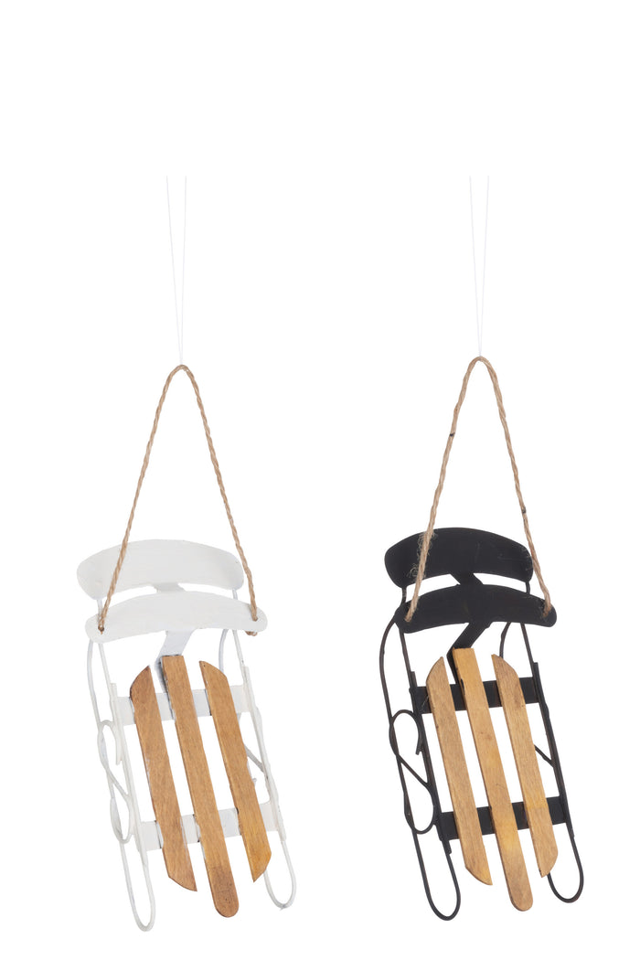 J-Line hanger Slee - metaal - zwart|wit - 2 stuks