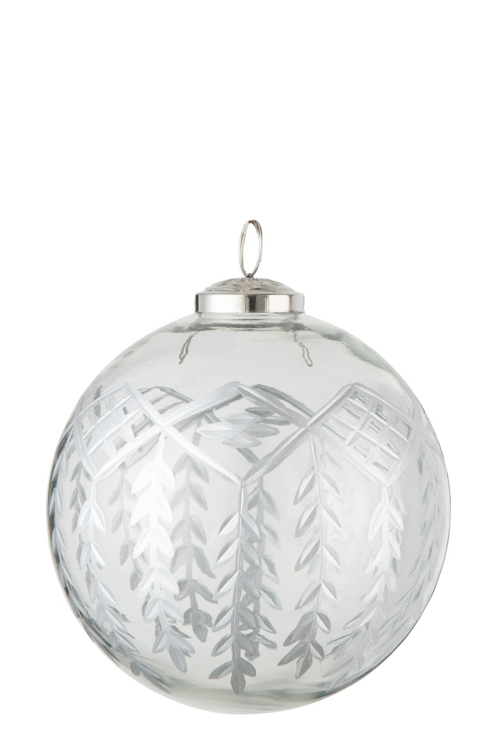 J-Line kerstbal Chloe - glas - transparant|zilver - large -