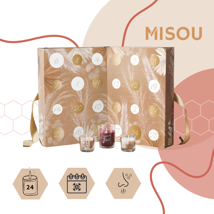 MISOU Adventskalender Advent Kalender December Kaarsen 24 Geurkaars...