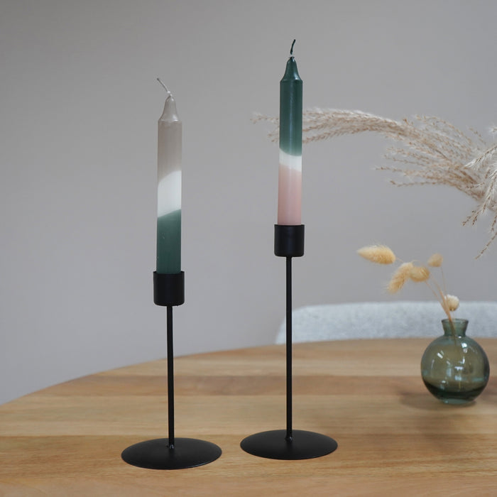 QUVIO Kaarsenstandaard - Set van 2 (klein en groot) - Metaal - Zwart