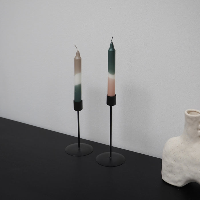 QUVIO Kaarsenstandaard - Set van 2 (klein en groot) - Metaal - Zwart