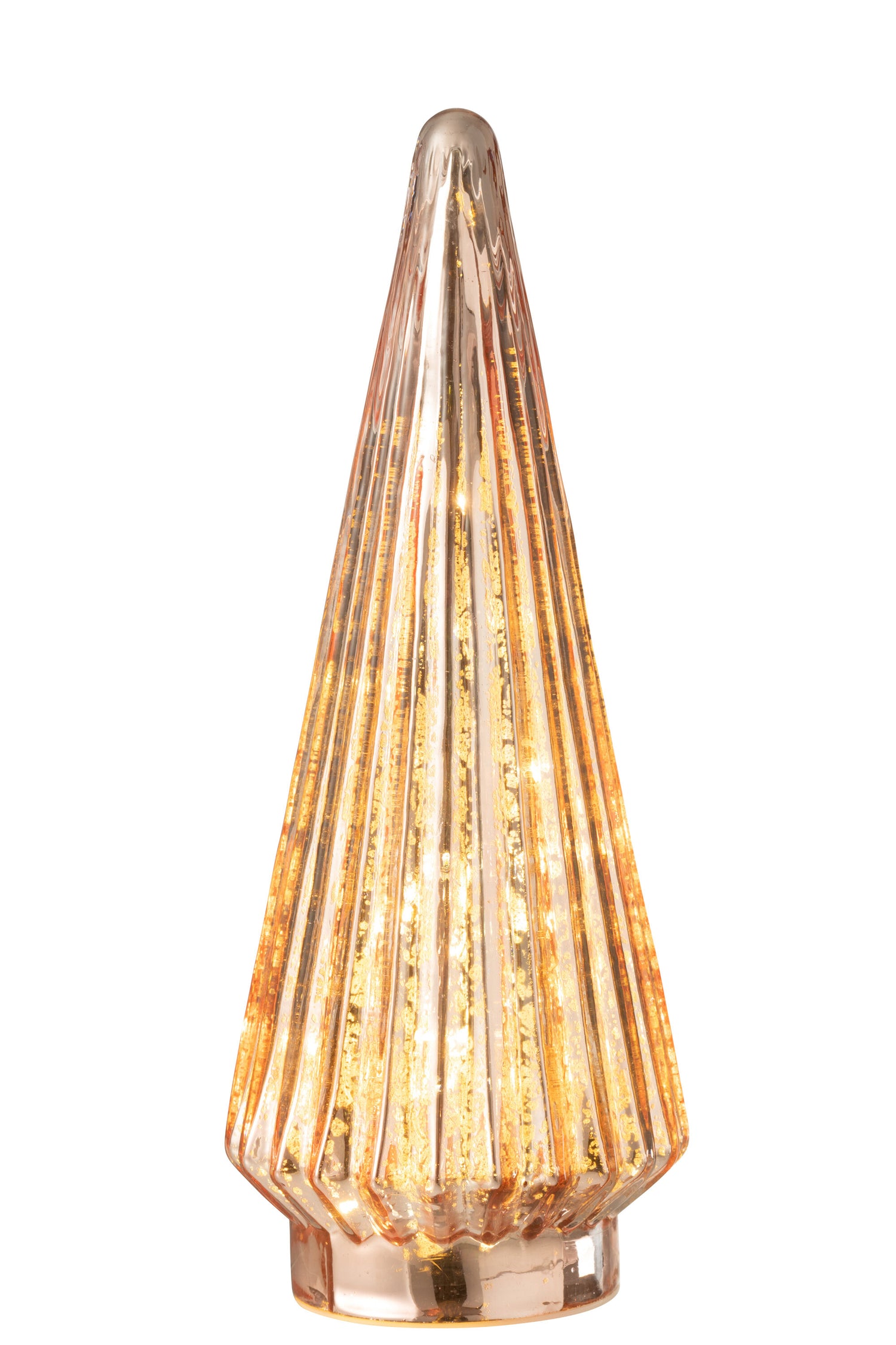 J-Line decoratie kerstboom - glas - roze - large - LED lichtjes