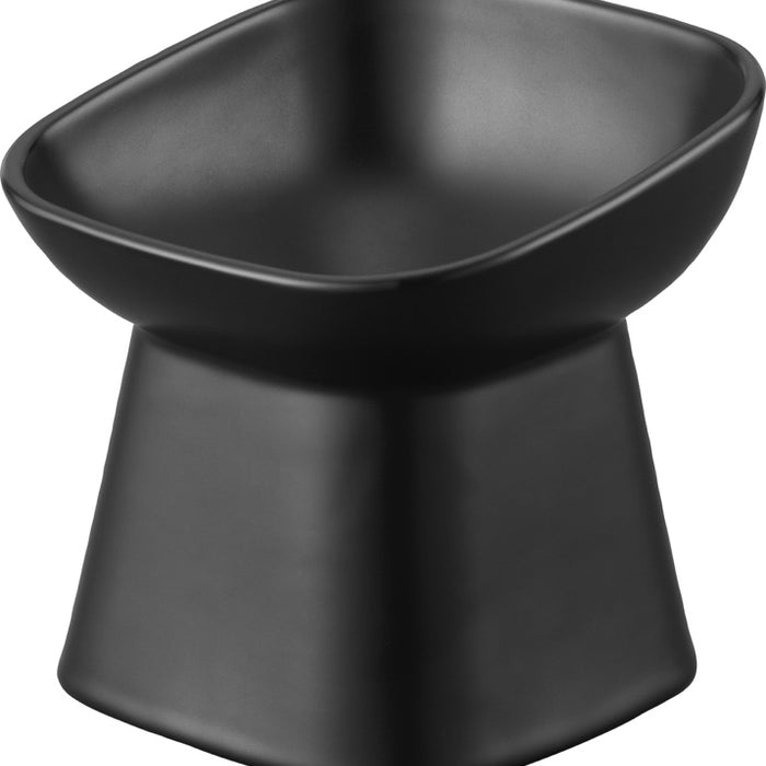 Yamazaki Voerbak Kat | Hond - Schuin - Keramisch - Tower - Zwart