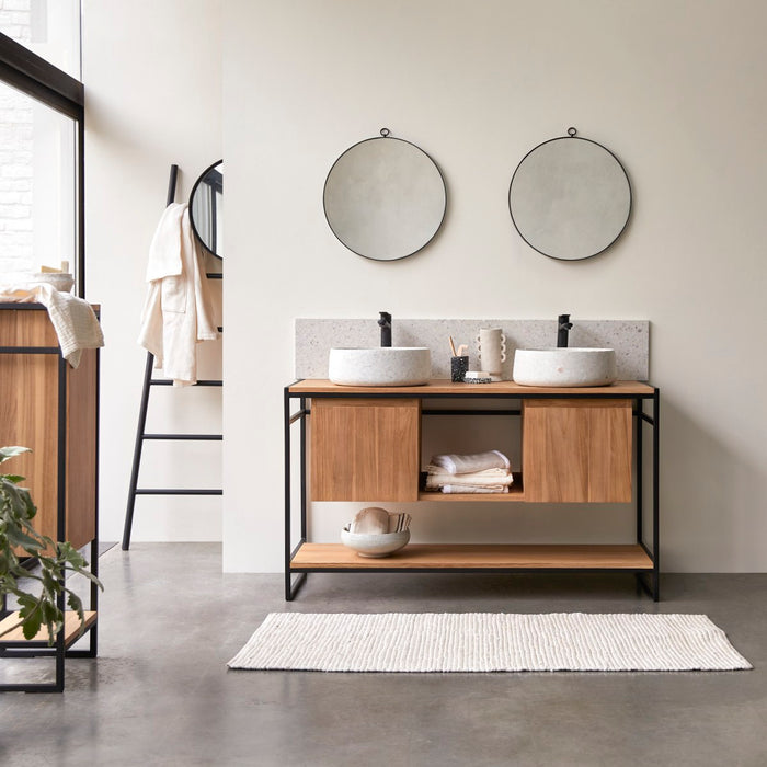 Tikamoon - Michal - Massief teakhouten en metalen badmeubel 140 cm