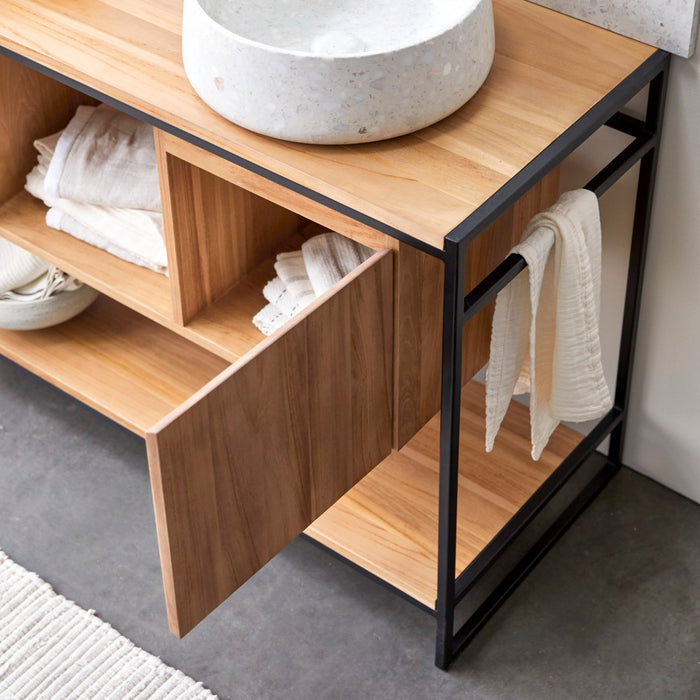 Tikamoon - Michal - Massief teakhouten en metalen badmeubel 140 cm