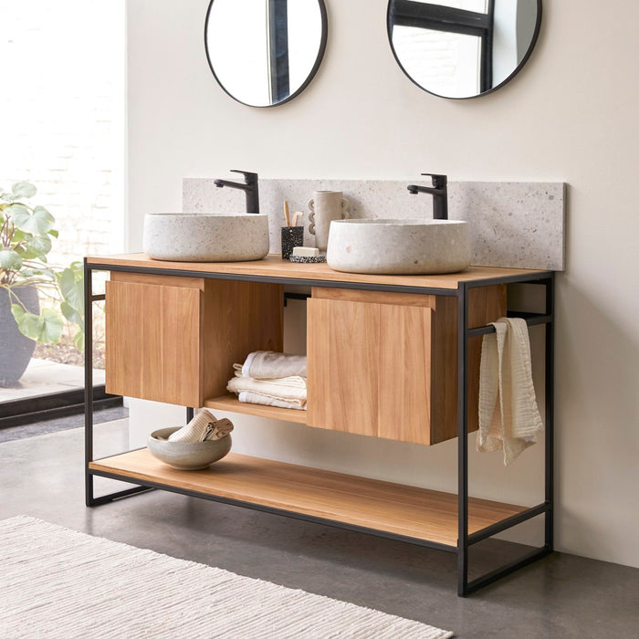 Tikamoon - Michal - Massief teakhouten en metalen badmeubel 140 cm