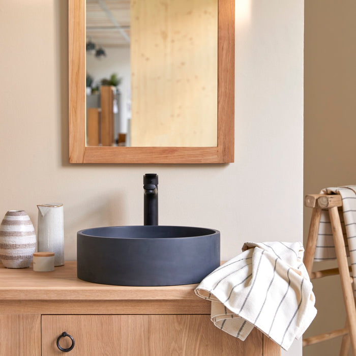 Tikamoon - Gina - Ronde wastafel in zwart terrazzo