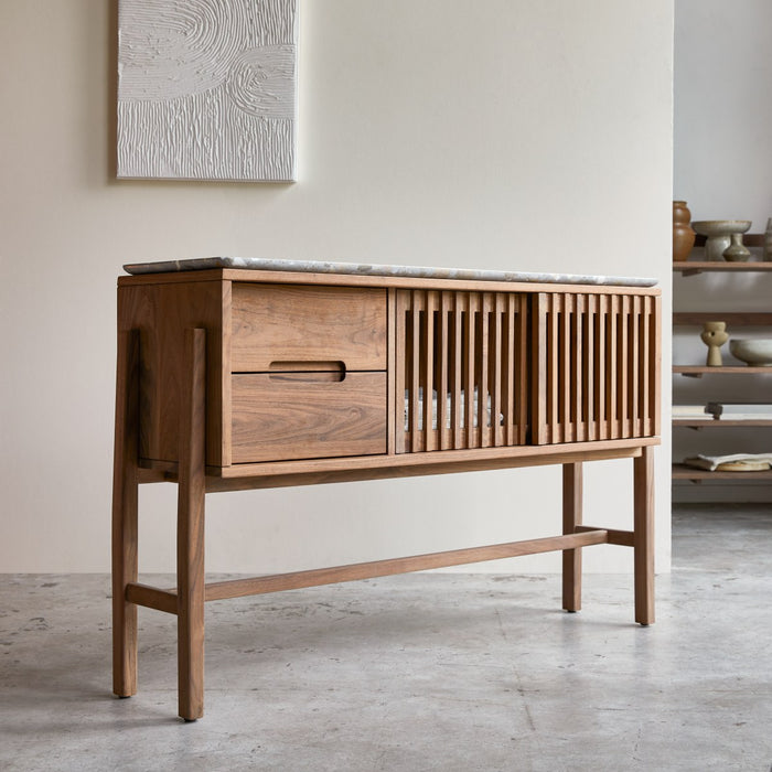 Tikamoon - Isaure - Dressoir van massief notenhout en premium terrazzo