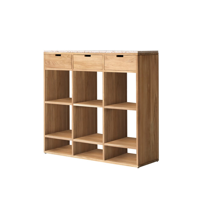 Tikamoon - Miho - Teak en premium terrazzo Pink bijzettafel