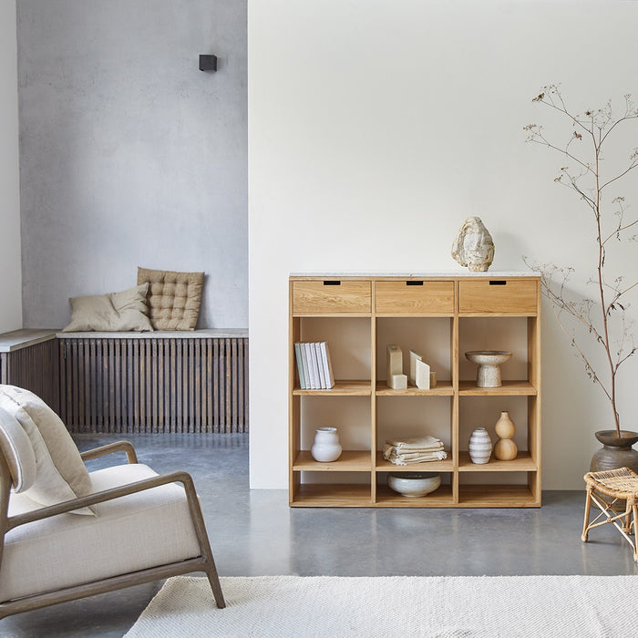 Tikamoon - Miho - Dressoir in eiken en wit premium terrazzo
