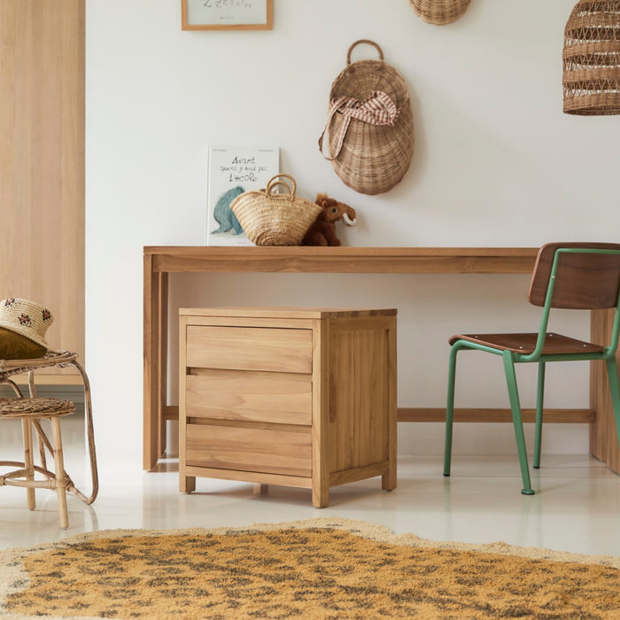 Tikamoon - Eden - Kinderbureau van massief teak met opbergkastje