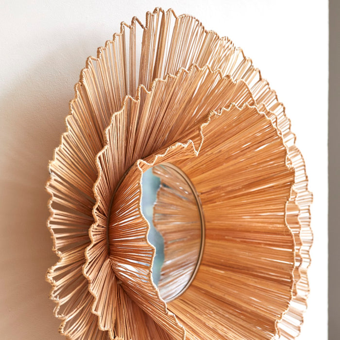 Tikamoon - Ronde spiegel van natuurvezel 70 cm Pia