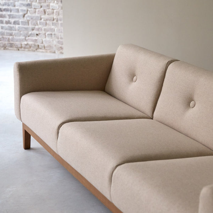 Tikamoon - Bjorn - Driezitsbank van massief eiken en ecru stof