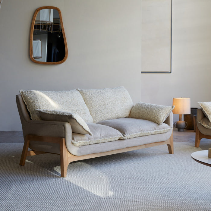 Tikamoon - Woodnest - Tweezitsbank van massief eiken en linnen stof