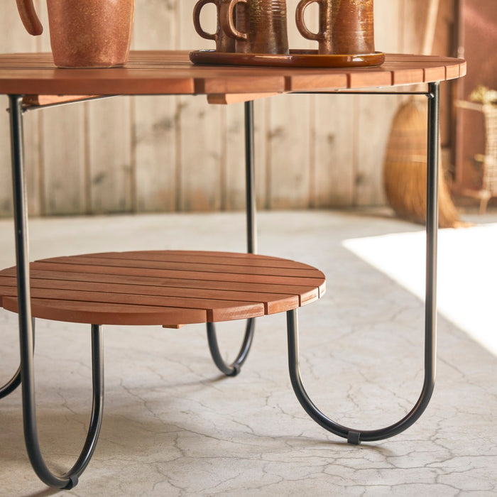 Tikamoon - Key Wood - Tuinsalontafel van massief acacia met lamellen