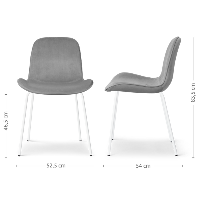 Nolon Nora-Fé Eetkamerstoelen Set van 2 - Velvet Grijs - Witte Poten