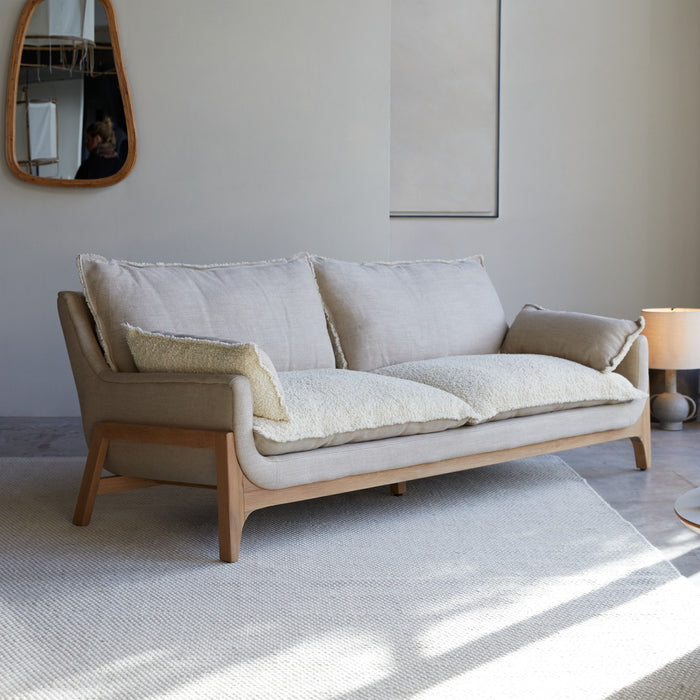 Tikamoon - Woodnest - Driezitsbank van massief eiken en linnen