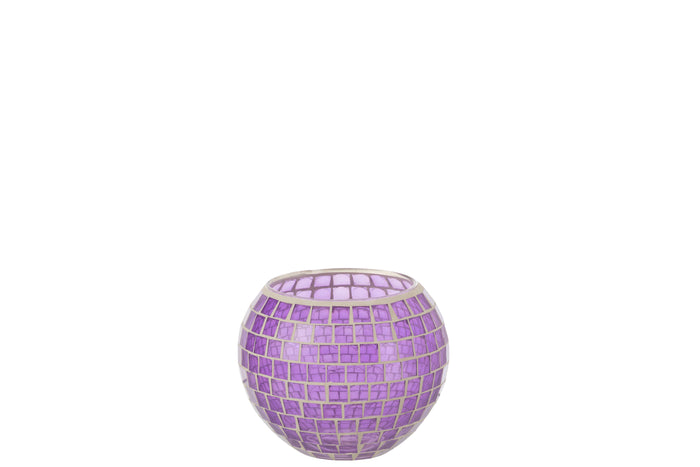 J-Line kaarshouder Mozaiek Rond - glas - paars - large