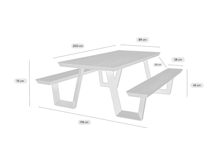 Aluminium picknicktafel Bermuda zwart