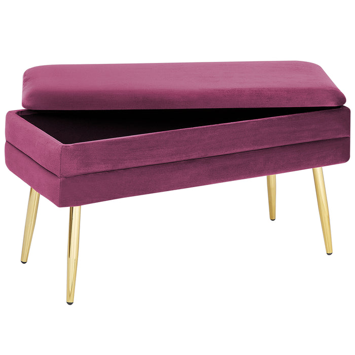 Beliani - DURHAM - Bankje - Bordeaux - Fluweel