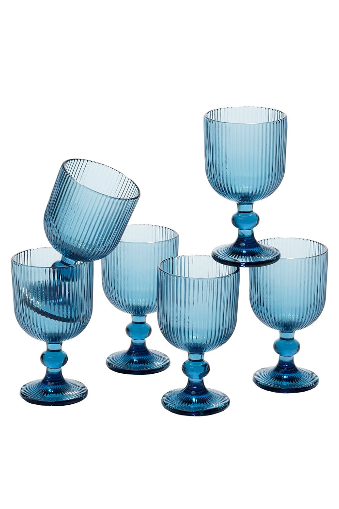 Mica Decorations Merlot Wijnglas - Set van 6 - 250 ml - Blauw