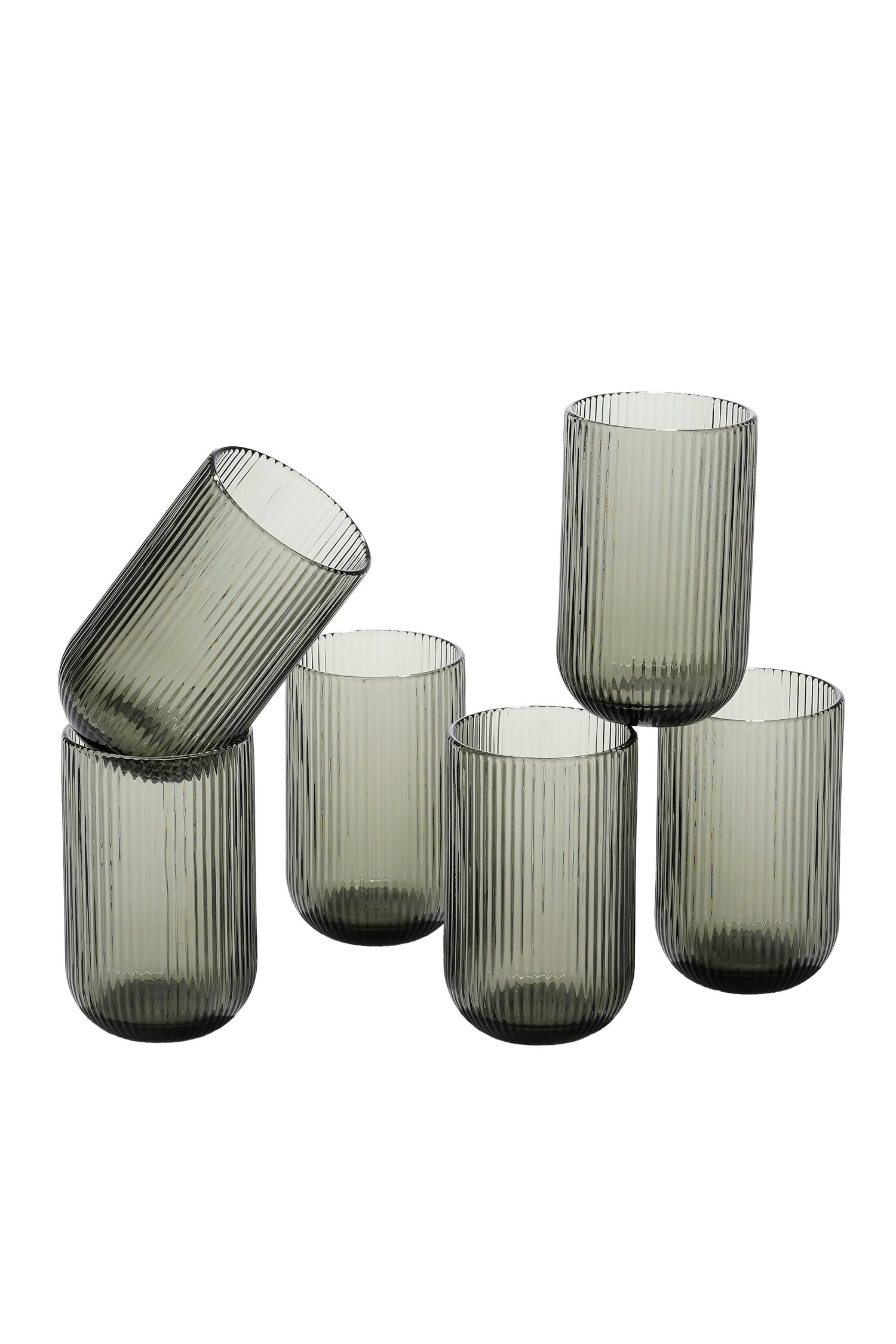 Mica Decorations Merlot Drinkglas - Set van 6 - 400 ml - Grijs