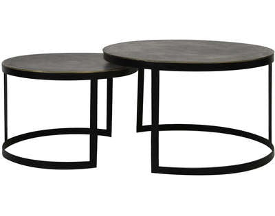 Light&living Salontafel S|2 Ø62x41+Ø76x46 cm TRELO antiek brons-zwart