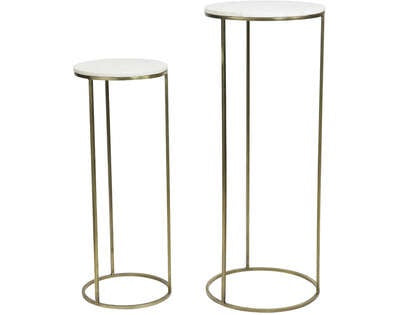 Light&living Zuil S|2 Ø32x82+Ø41x102 cm RICARDO wit marmer+ant. brons