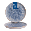 James Cooke - Azure Vintage - Bord - 2 stuks - ø 22 cm - Blauw|Wit