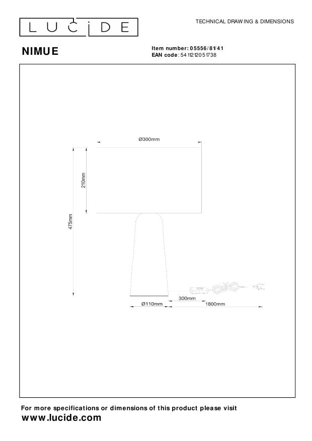 Lucide NIMUE Tafellamp - Taupe