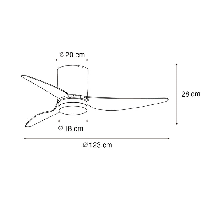 QAZQA Plafondventilator wit 123cm incl. LED dimbaar met