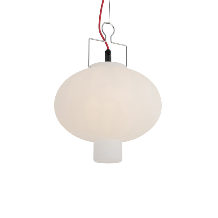 QAZQA Smart buiten hanglamp wit 35cm met rode stekker incl. Wifi A60