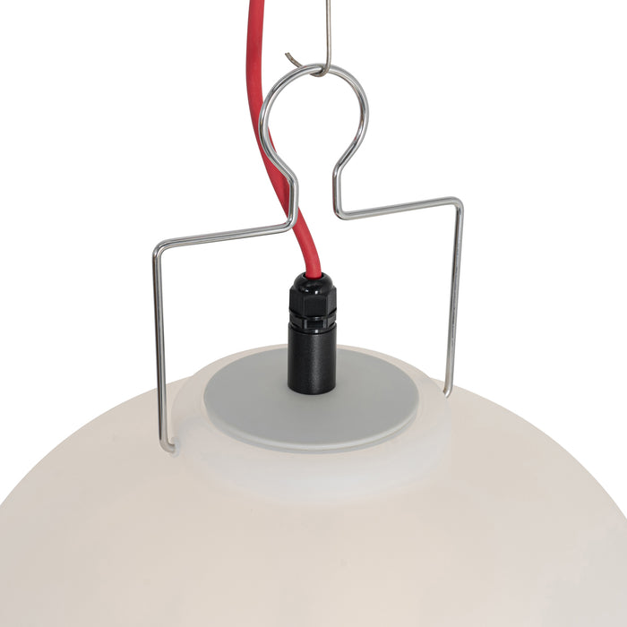 QAZQA Smart buiten hanglamp wit 35cm met rode stekker incl. Wifi A60