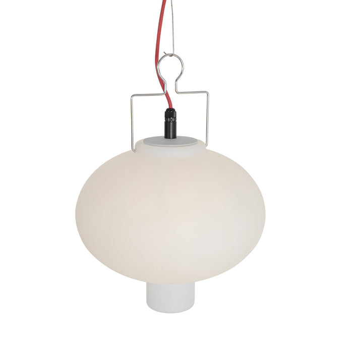 QAZQA Smart buiten hanglamp wit 35cm met rode stekker incl. Wifi A60