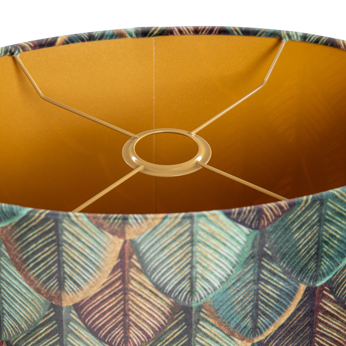 QAZQA Velours lampenkap blad dessin met gouden binnenkant ovaal